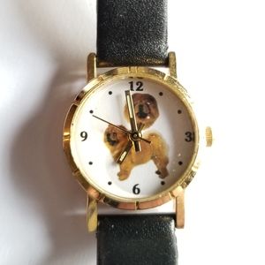 Chow Chow dog wristwatch wrist watch quartz Japan movement